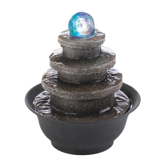9.5" Tiered Round LED Tabletop Fountain